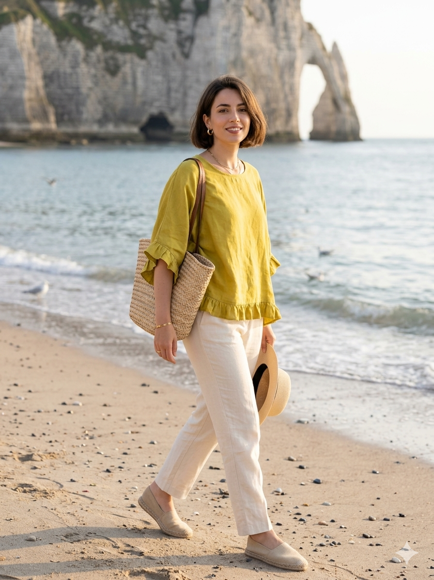 04701 BLOUSE 100% LINEN: Red