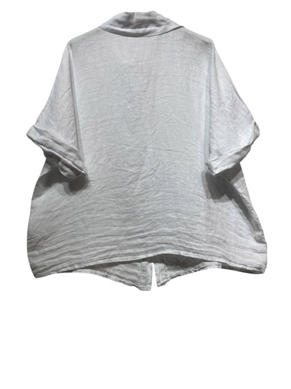 RELAXED AND MODERN LOOSE SHIRT IN LINEN WITH EMBROIDERY