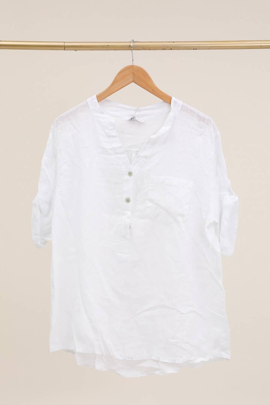 Casual blouse with linen pocket 610562 100% linen