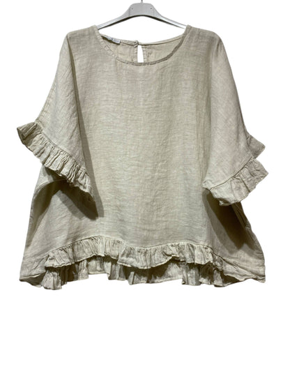 04701 BLOUSE 100% LINEN: Red