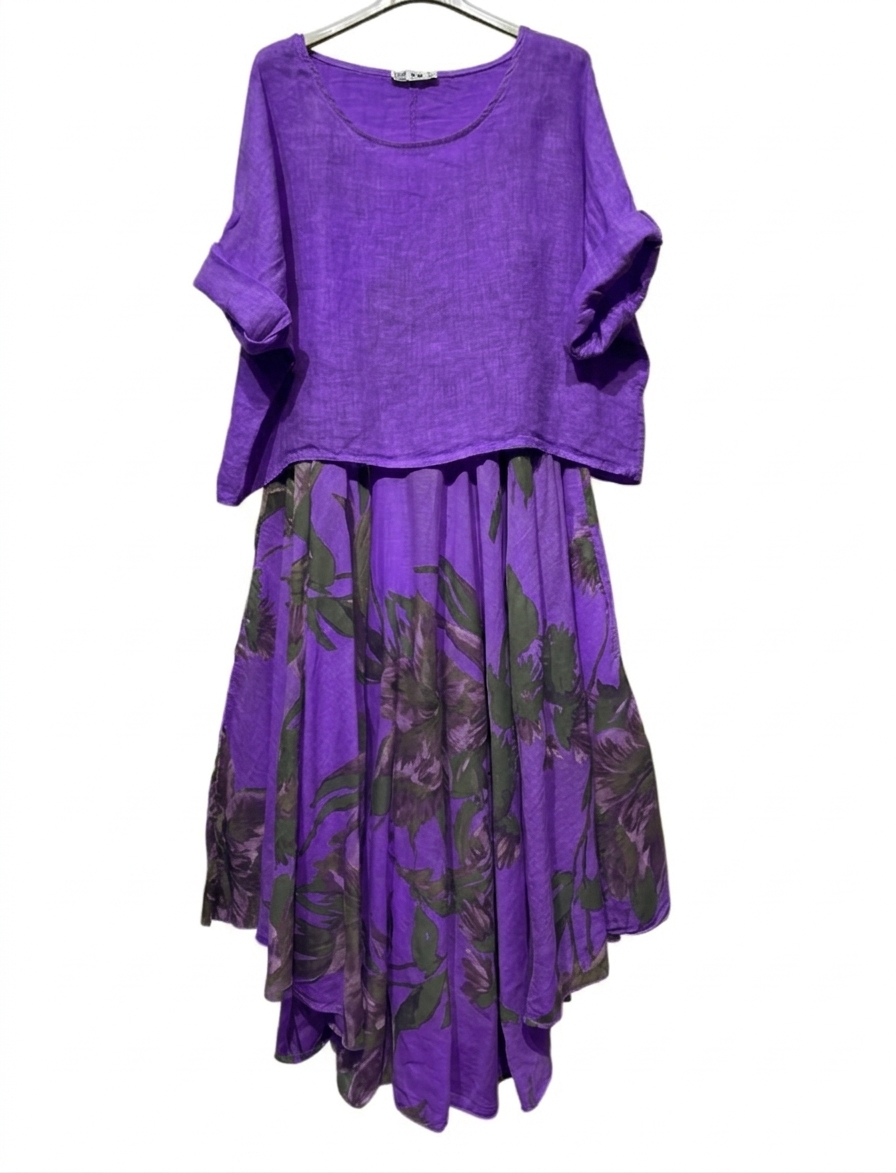 TWO-PIECE DRESS   OUTER: LINEN, LINING: COTTON