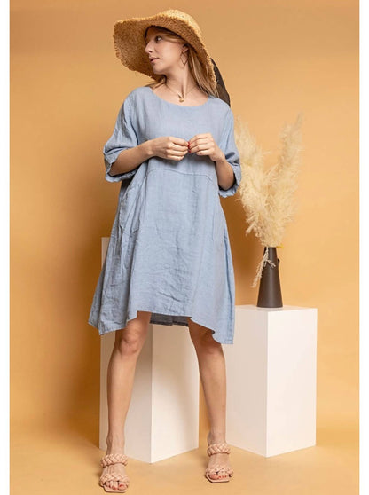 917 LINEN DRESS WITH POCKETS