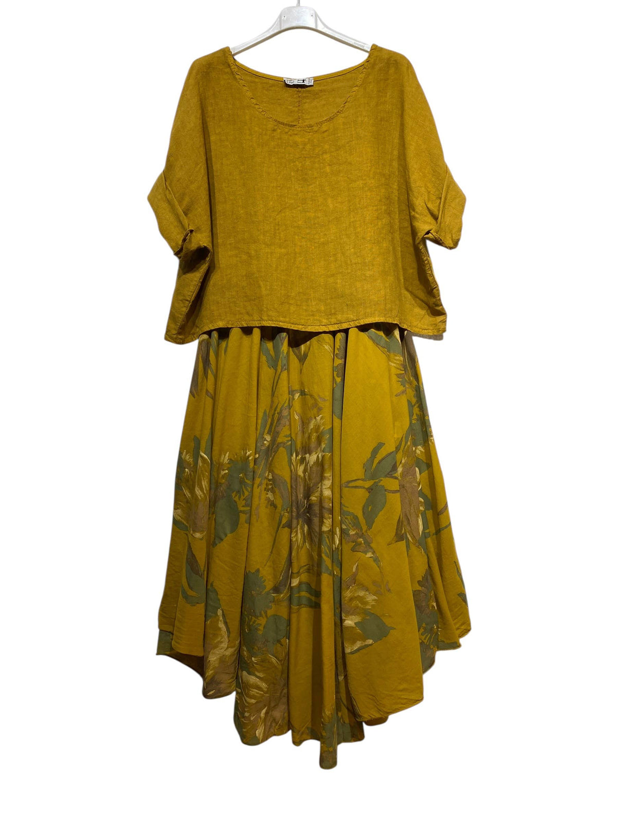 TWO-PIECE DRESS   OUTER: LINEN, LINING: COTTON