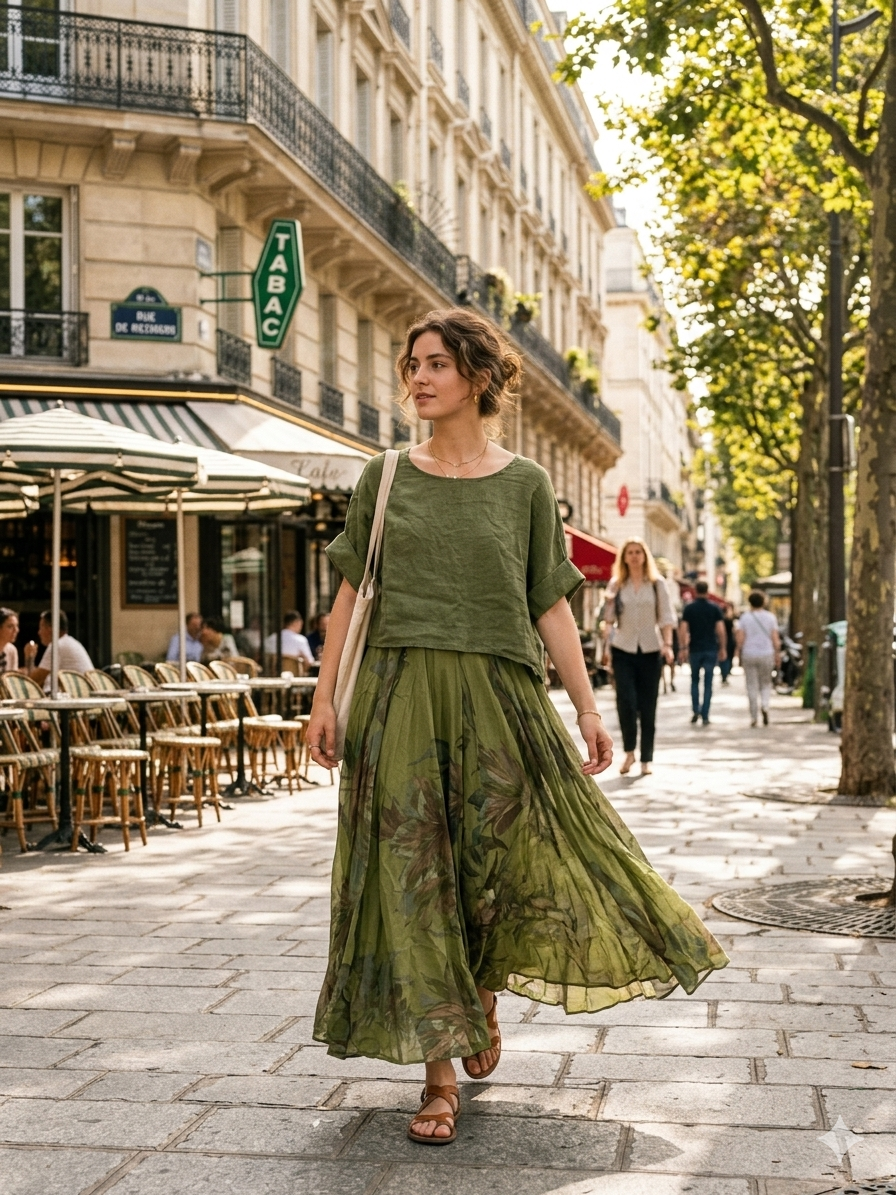 TWO-PIECE DRESS   OUTER: LINEN, LINING: COTTON