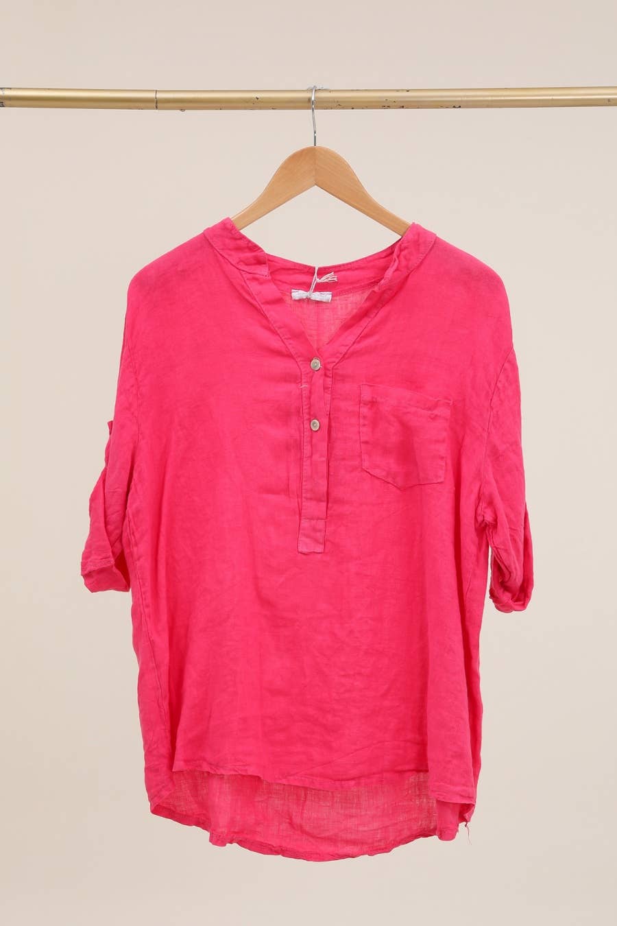 Casual blouse with linen pocket 610562 100% linen