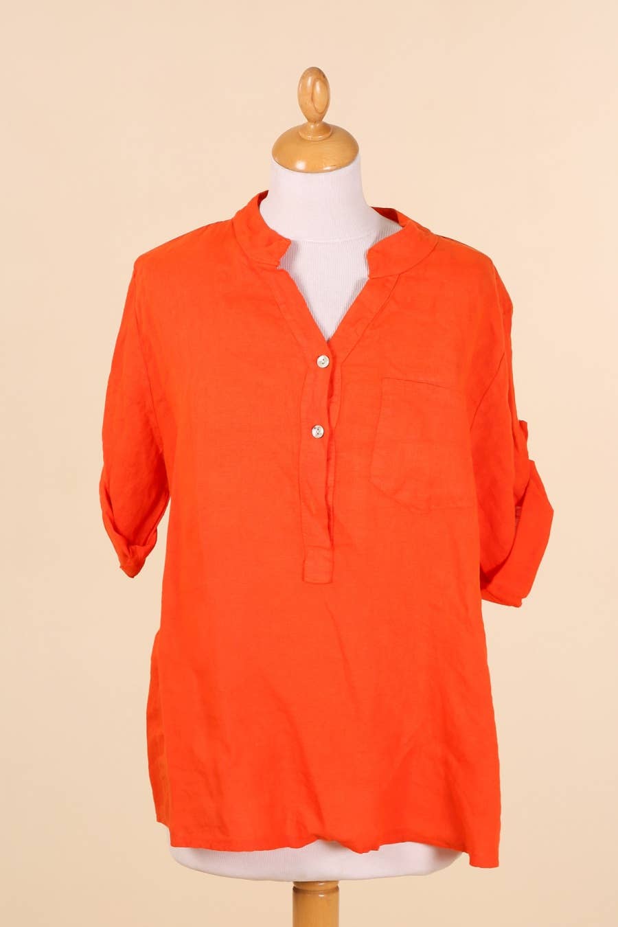Casual blouse with linen pocket 610562 100% linen