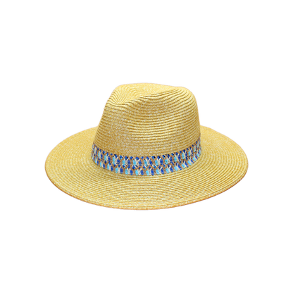 Women's Packable Straw Safari Hat with Colorful Trim