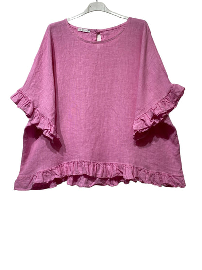 04701 BLOUSE 100% LINEN: ROSE BONBON