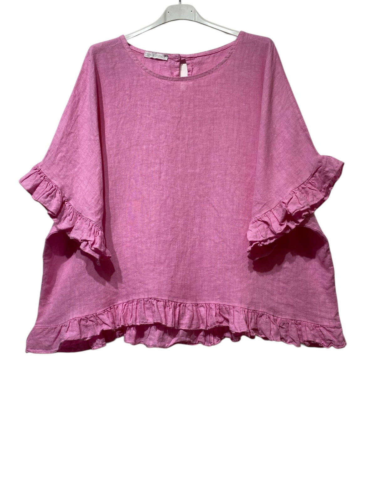 04701 BLOUSE 100% LINEN: Red
