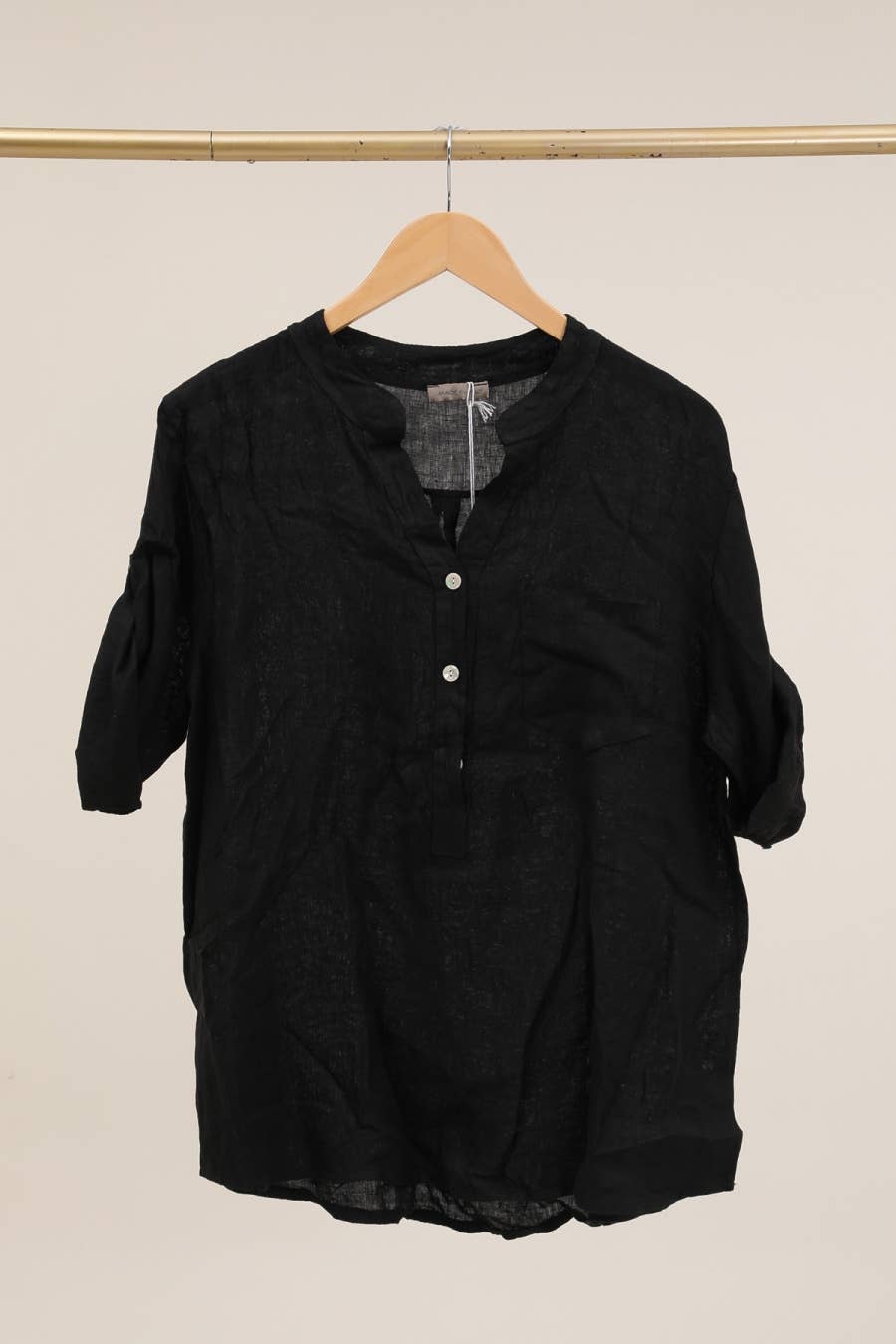 Casual blouse with linen pocket 610562 100% linen