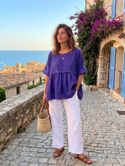 Linen Tunic with Round Neckline