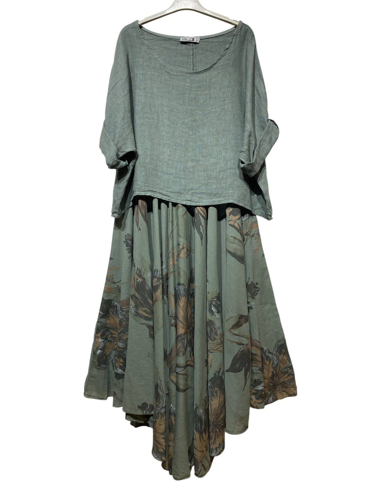 TWO-PIECE DRESS   OUTER: LINEN, LINING: COTTON