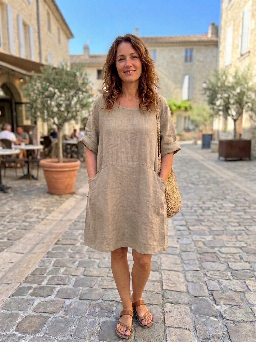 917 LINEN DRESS WITH POCKETS