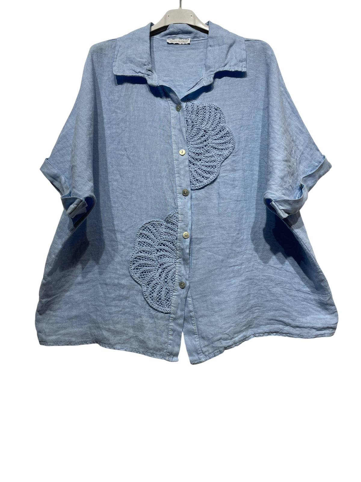 RELAXED AND MODERN LOOSE SHIRT IN LINEN WITH EMBROIDERY