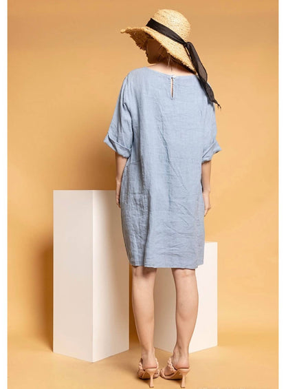 917 LINEN DRESS WITH POCKETS
