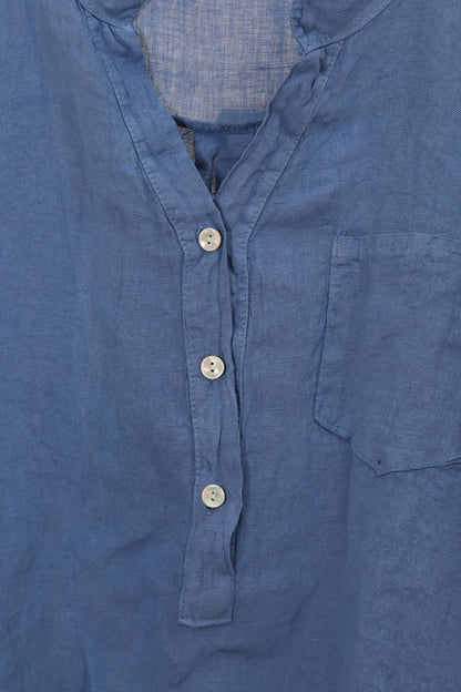 Casual blouse with linen pocket 610562 100% linen