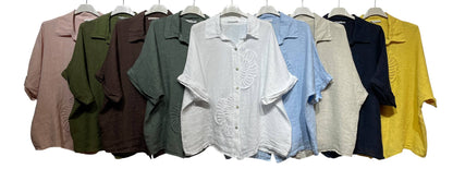 RELAXED AND MODERN LOOSE SHIRT IN LINEN WITH EMBROIDERY