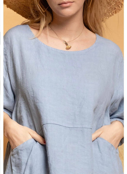 917 LINEN DRESS WITH POCKETS