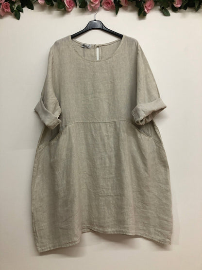 917 LINEN DRESS WITH POCKETS
