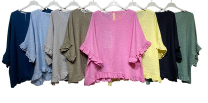 04701 BLOUSE 100% LINEN: ROSE BONBON