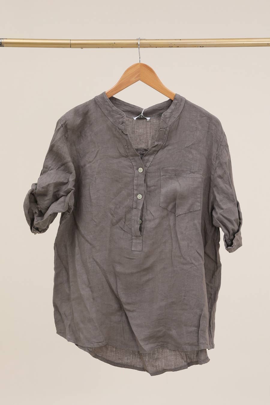 Casual blouse with linen pocket 610562 100% linen
