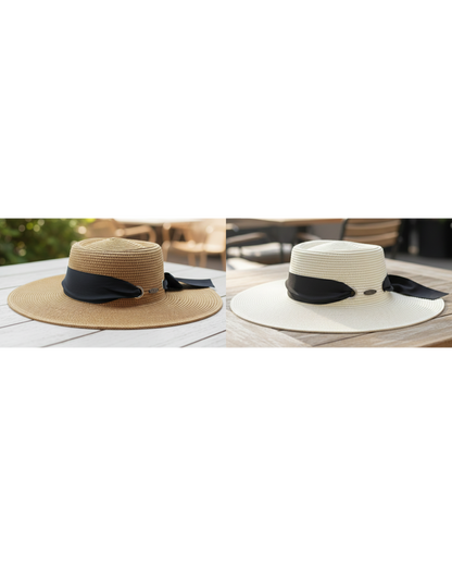 Coastal Chic" Wide Brim Boater Hat | Floppy Hat