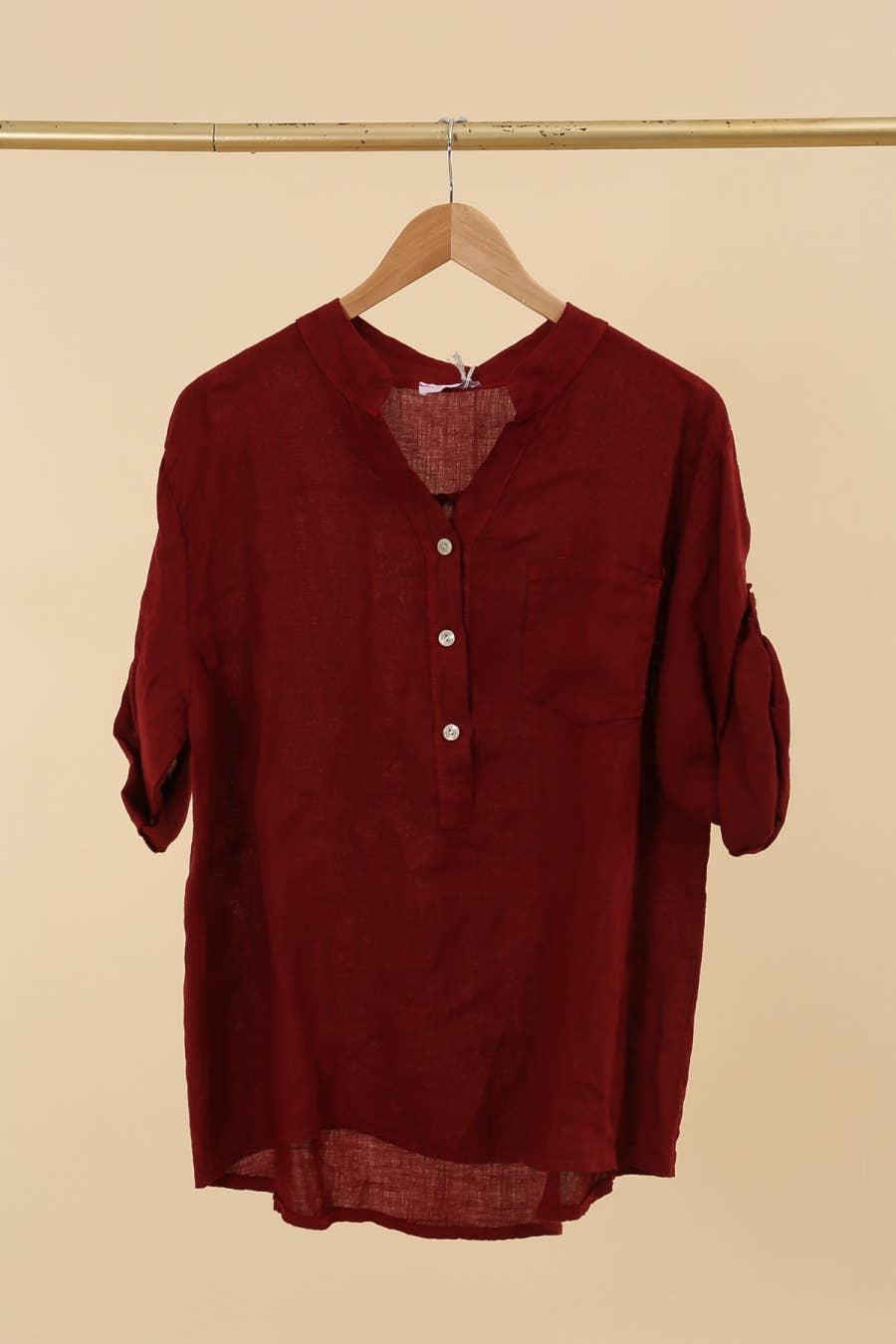 Casual blouse with linen pocket 610562 100% linen