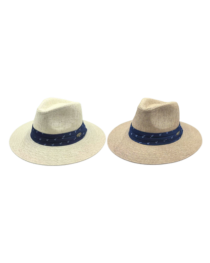 Toyo Straw Safari Hat with Blue Anchor Ornament