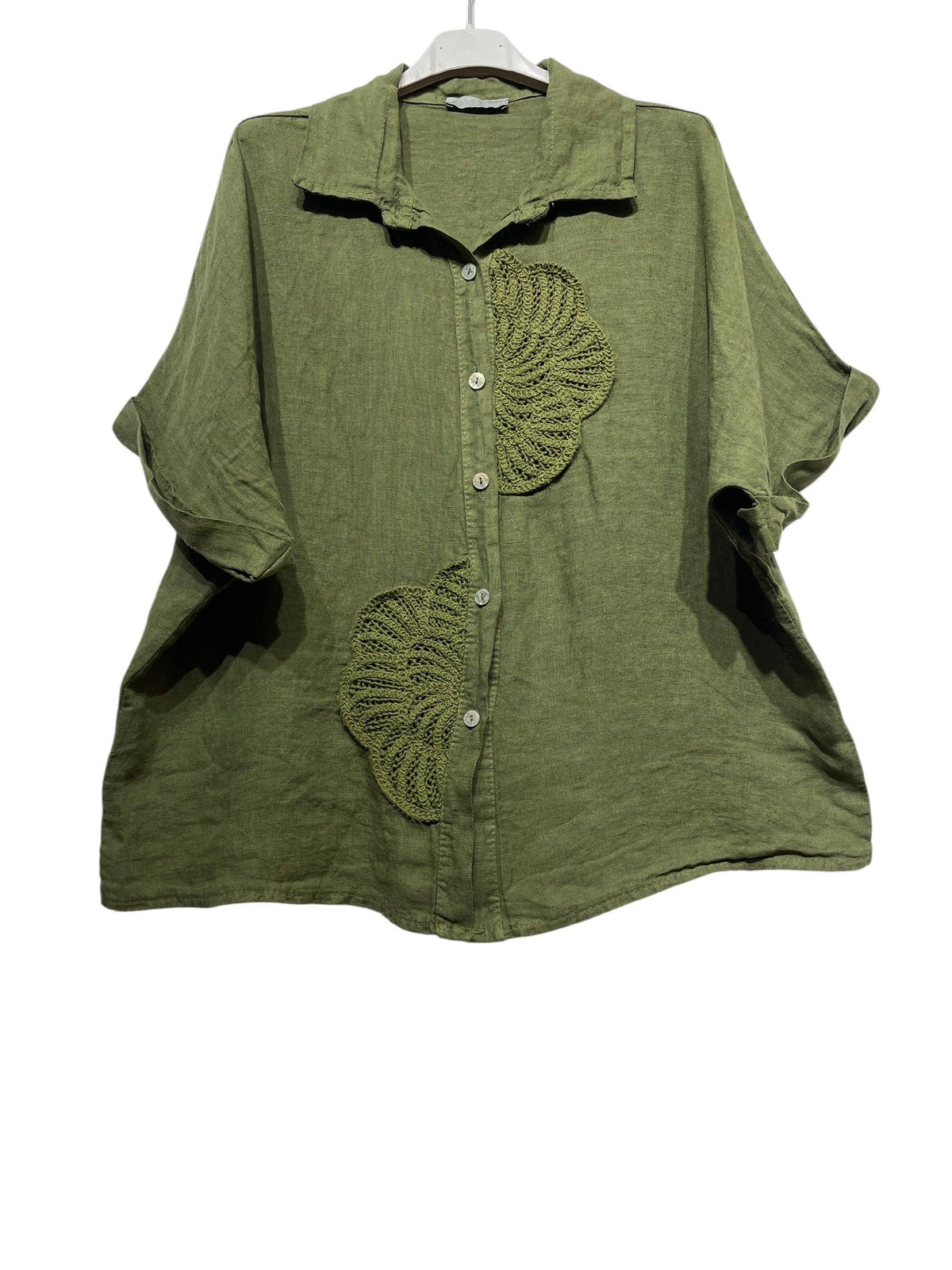 RELAXED AND MODERN LOOSE SHIRT IN LINEN WITH EMBROIDERY