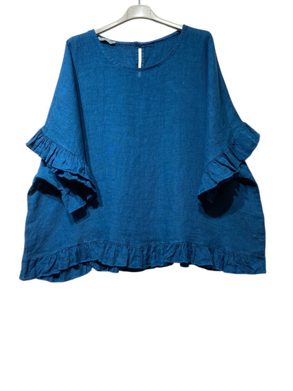 04701 BLOUSE 100% LINEN: ROSE BONBON