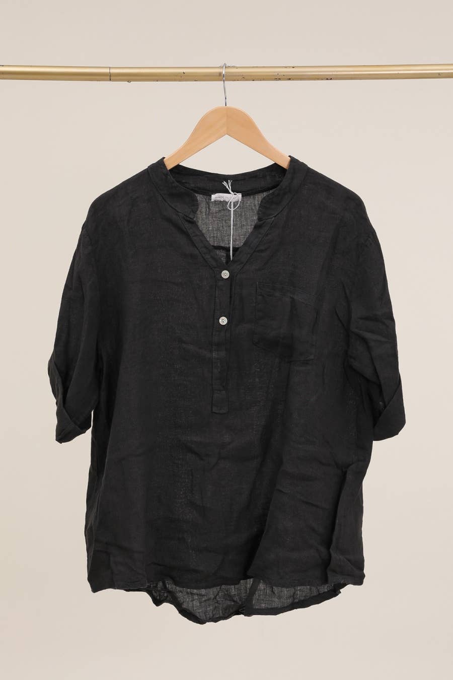 Casual blouse with linen pocket 610562 100% linen