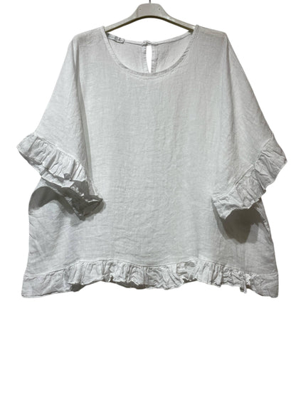04701 BLOUSE 100% LINEN: Red