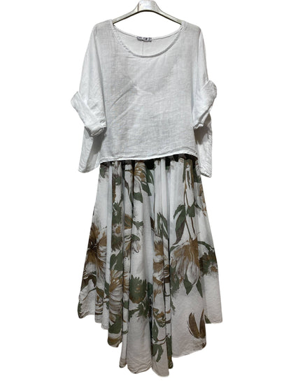 TWO-PIECE DRESS   OUTER: LINEN, LINING: COTTON