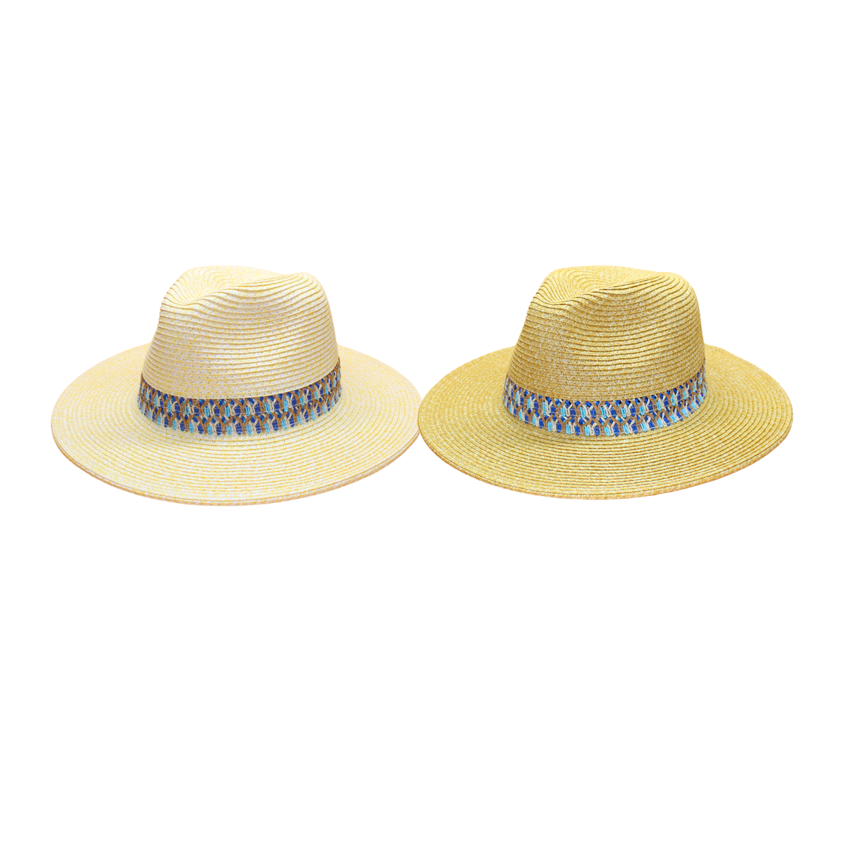 Women's Packable Straw Safari Hat with Colorful Trim