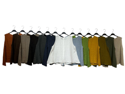 9925B REVERSIBLE VEST OR TOP, IN LINEN WITH BUTTONS