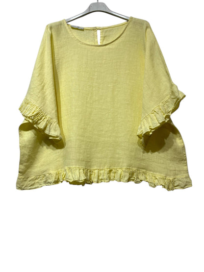 04701 BLOUSE 100% LINEN: ROSE BONBON