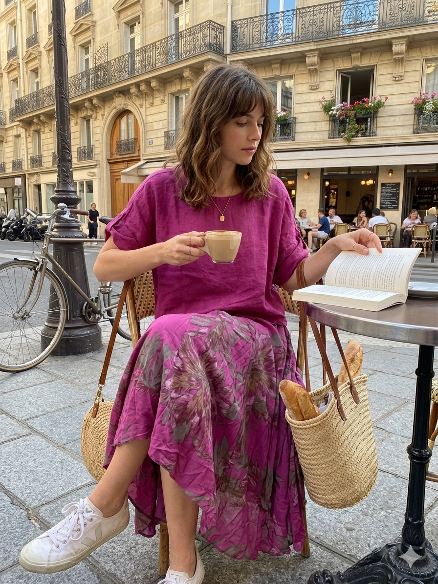 TWO-PIECE DRESS   OUTER: LINEN, LINING: COTTON