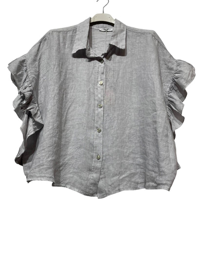 LINEN SHIRT WITH SIDE RUFFLES