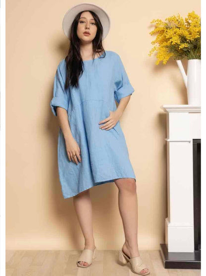 917 LINEN DRESS WITH POCKETS