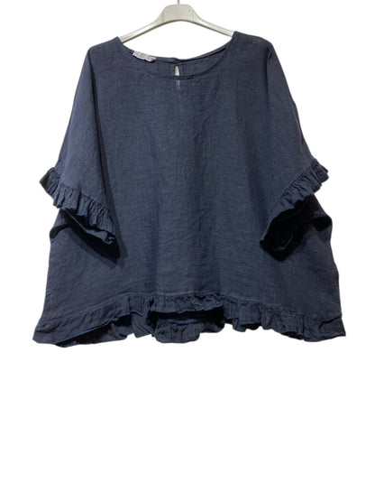 04701 BLOUSE 100% LINEN: Red