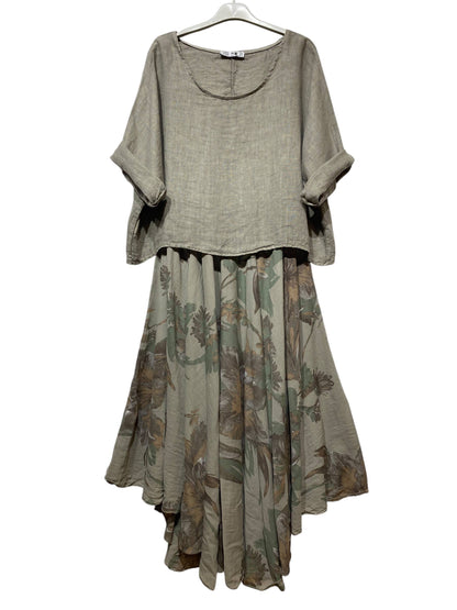 TWO-PIECE DRESS   OUTER: LINEN, LINING: COTTON