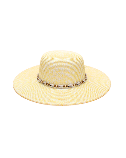 Women's Wide Brim Straw Floppy Hat w. Shells
