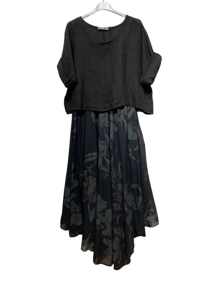 TWO-PIECE DRESS   OUTER: LINEN, LINING: COTTON