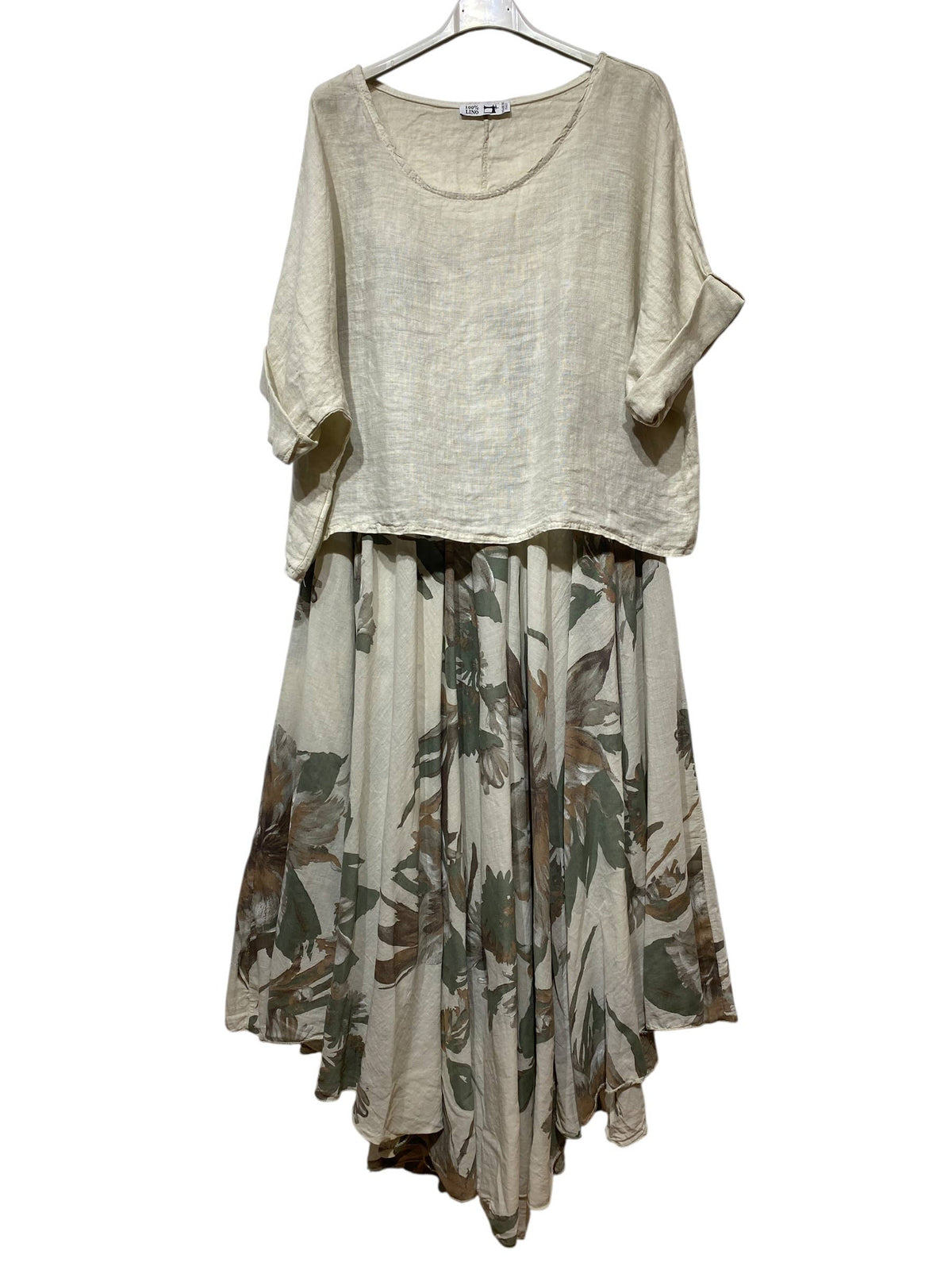 TWO-PIECE DRESS   OUTER: LINEN, LINING: COTTON