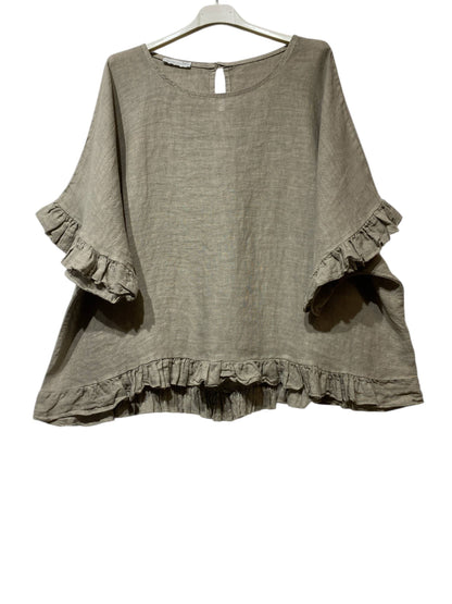 04701 BLOUSE 100% LINEN: ROSE BONBON