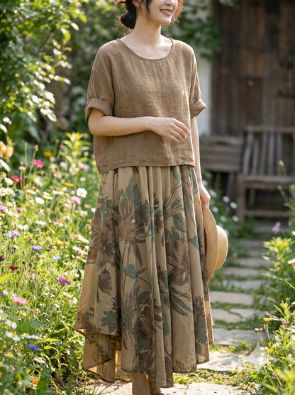TWO-PIECE DRESS   OUTER: LINEN, LINING: COTTON