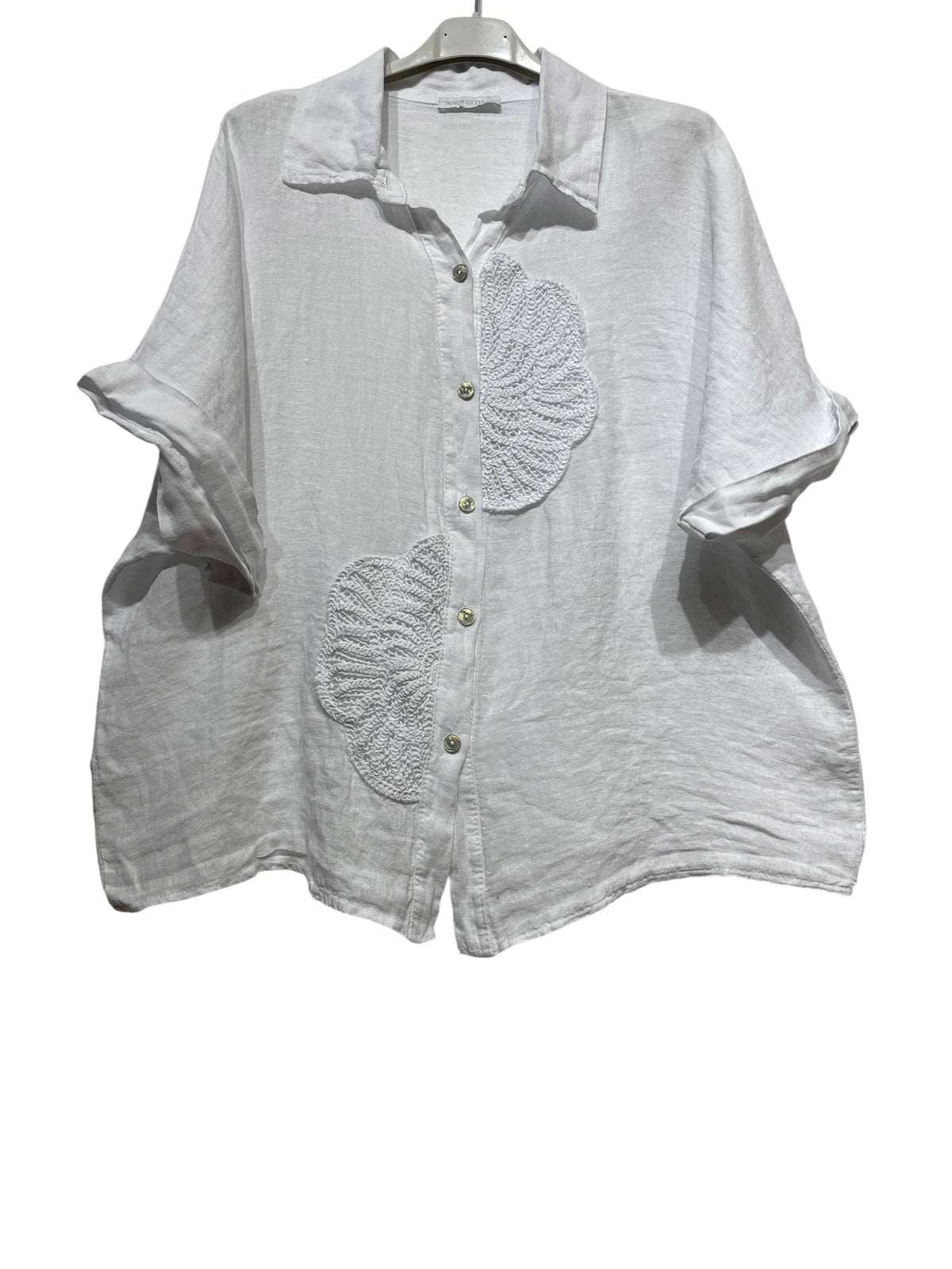 RELAXED AND MODERN LOOSE SHIRT IN LINEN WITH EMBROIDERY