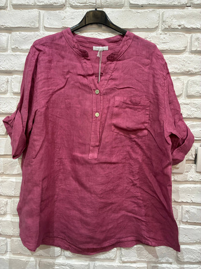 Casual blouse with linen pocket 610562 100% linen