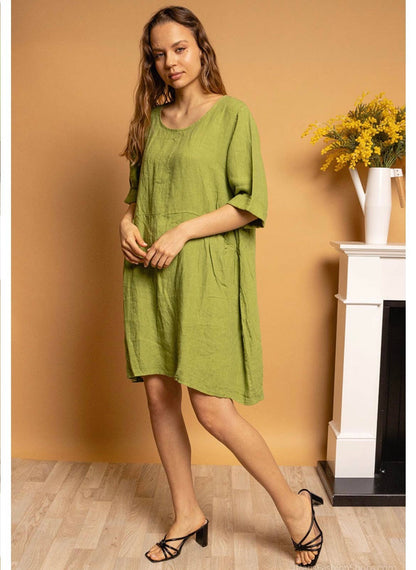917 LINEN DRESS WITH POCKETS