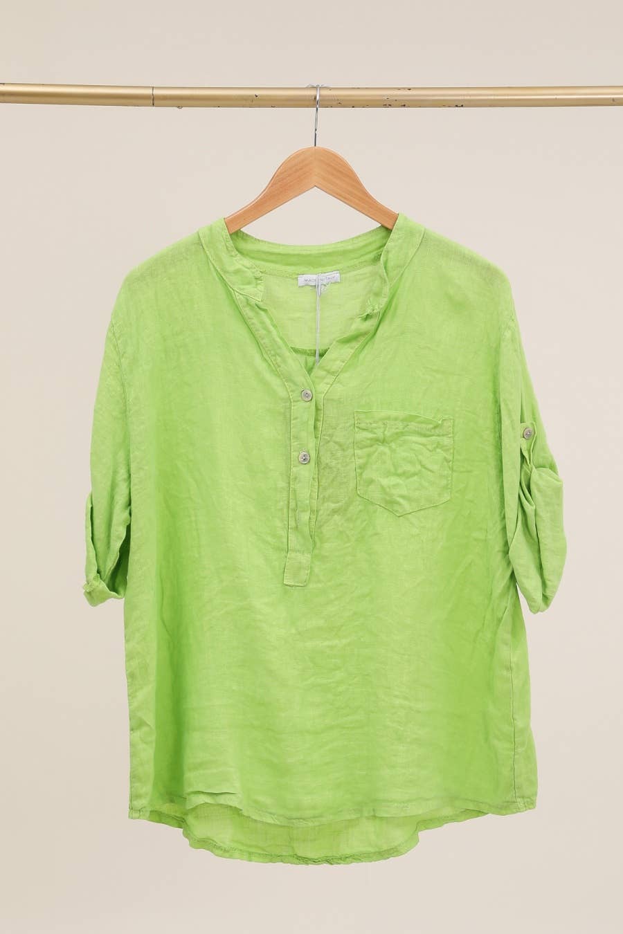 Casual blouse with linen pocket 610562 100% linen
